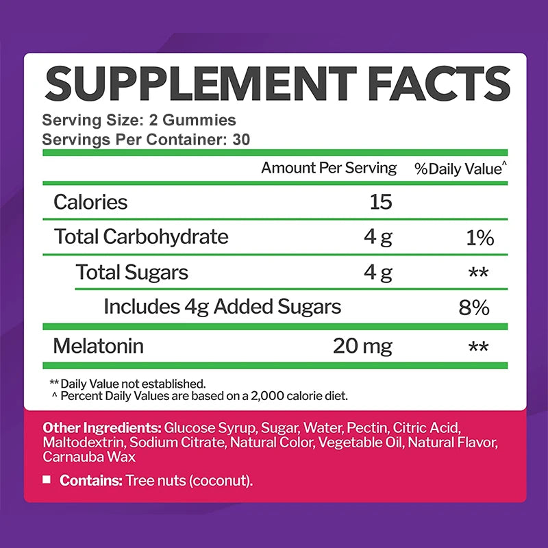 Melatonin Gummies 20 mg – Fall Asleep Naturally, Fight Insomnia, Boost Immunity & Improve Rest Quality