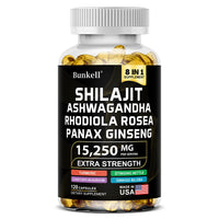 Shilajit 15,250 mg Capsules with Ginseng, Ashwagandha & Turmeric – Energy, Muscle Mass & Endurance Support