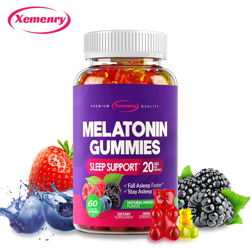 Melatonin Gummies 20 mg – Fall Asleep Naturally, Fight Insomnia, Boost Immunity & Improve Rest Quality