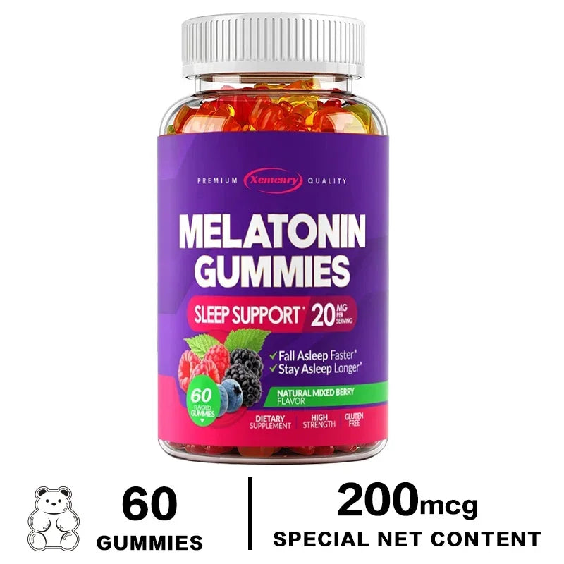 Melatonin Gummies 20 mg – Fall Asleep Naturally, Fight Insomnia, Boost Immunity & Improve Rest Quality