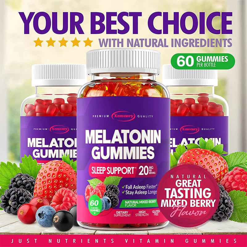Melatonin Gummies 20 mg – Fall Asleep Naturally, Fight Insomnia, Boost Immunity & Improve Rest Quality